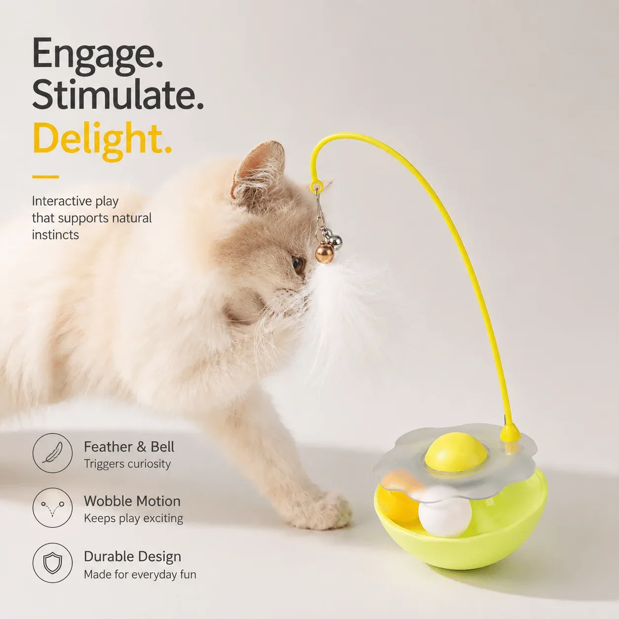 Interactive Cat Toy with Feather, Bell & Catnip - Image 2