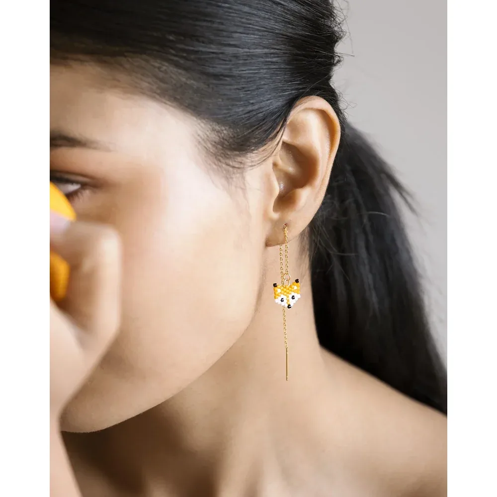 Jenni & Janki Handcrafted Miyuki Fox Earrings - Image 2