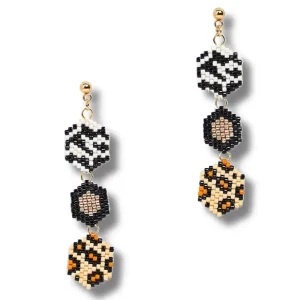 Jenni & Janki Handcrafted Miyuki Leopard Earrings