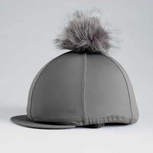 Jersey Hat Silk with Faux Fur Pom Pom Anthracite