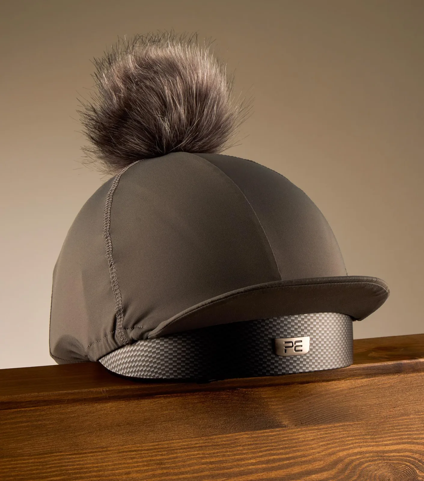 Jersey Hat Silk with Faux Fur Pom Pom Anthracite - Image 2
