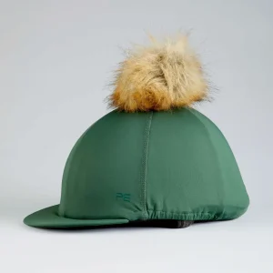 Jersey Hat Silk with Faux Fur Pom Pom Green