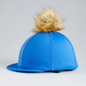 Jersey Hat Silk with Faux Fur Pom Pom Royal Blue