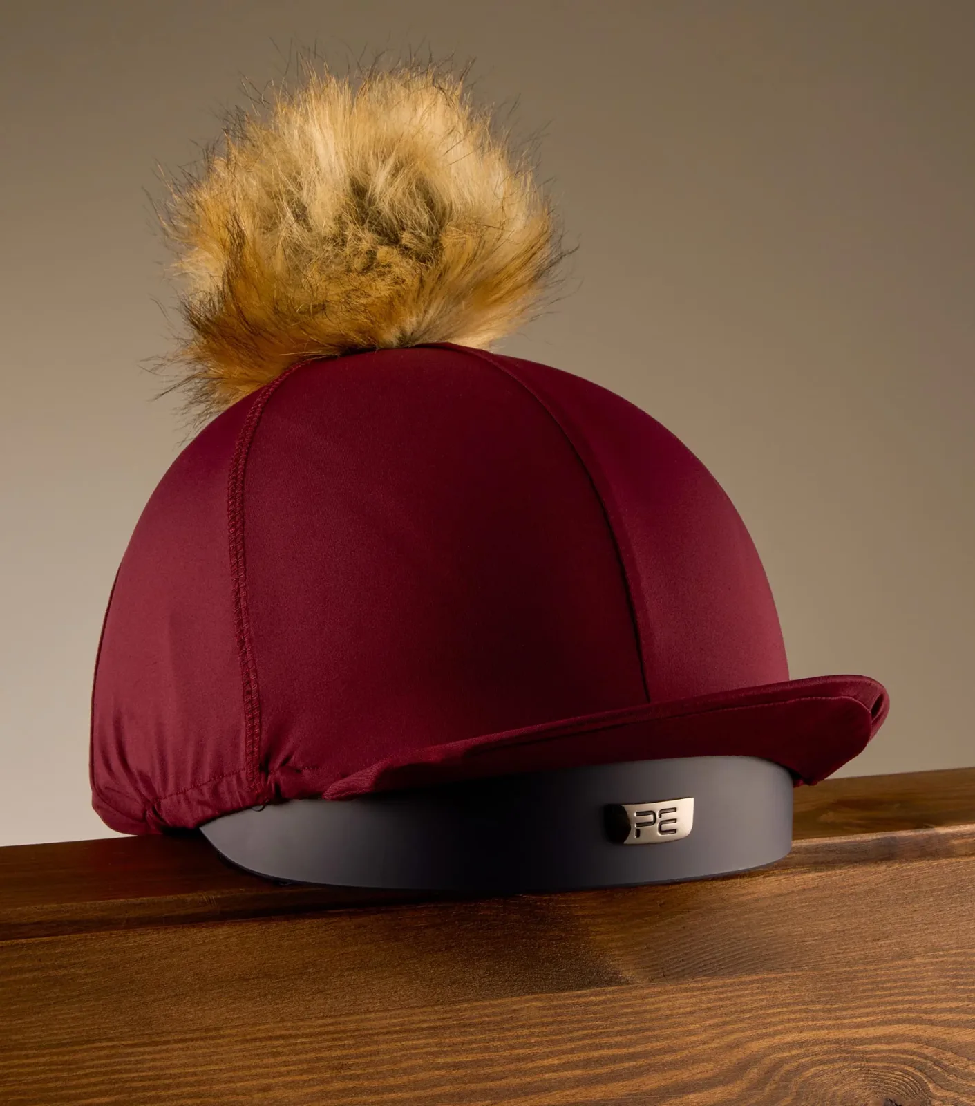 Jersey Hat Silk with Faux Fur Pom Pom Wine - Image 2