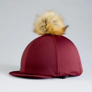 Jersey Hat Silk with Faux Fur Pom Pom Wine