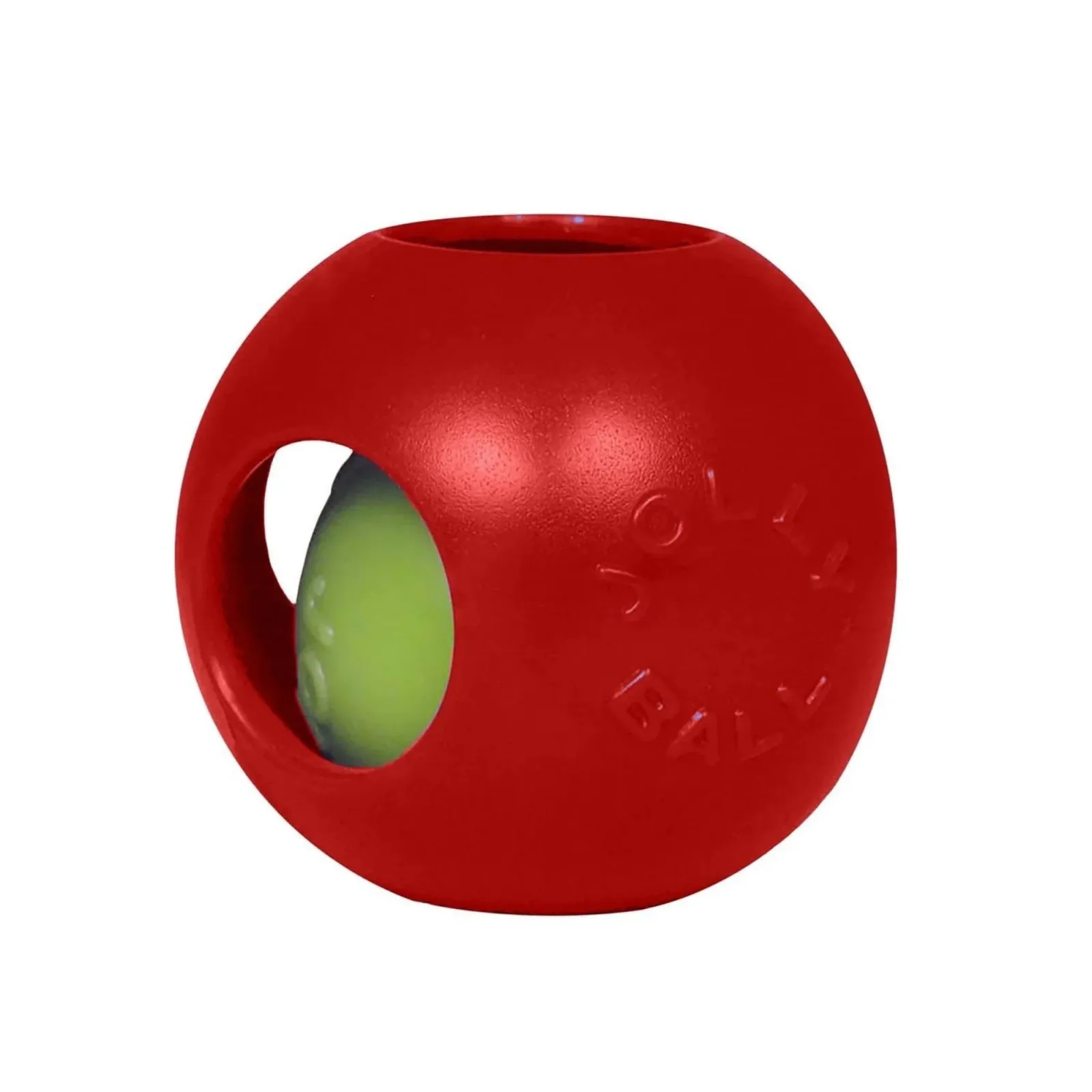 Jolly Pets Teaser Ball Red 8 in. - Ball-Within-a-Ball Fetch & Puzzle Dog Toy for Large Dogs