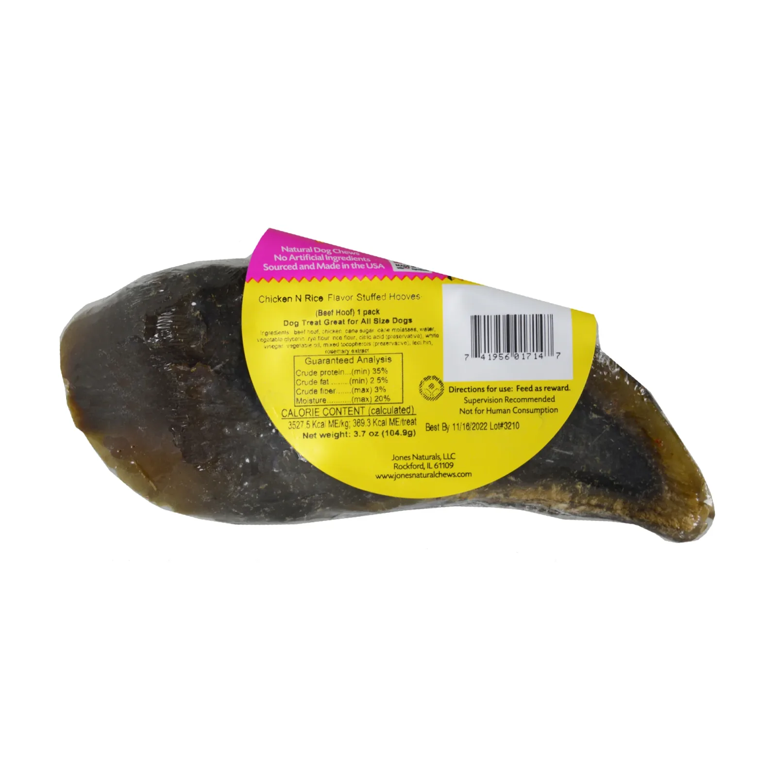 Jones Natural Chews Stuffed Beef Hooves Chicken N Rice Flavor Dog Chew - Image 2