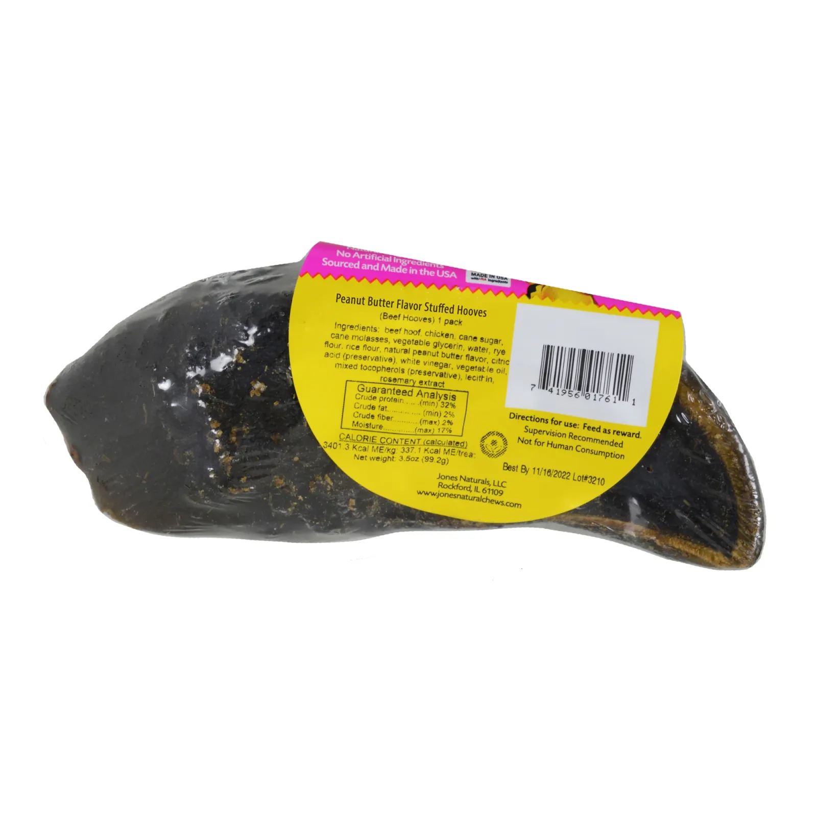 Jones Natural Chews Stuffed Beef Hooves Peanut Butter Flavor Dog Chew - Image 2