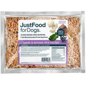 JustFoodForDogs Lamb & Brown Rice Recipe Frozen Cooked Dog Food