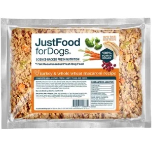 JustFoodForDogs Turkey & Whole Wheat Macaroni Recipe Frozen Cooked Dog Food