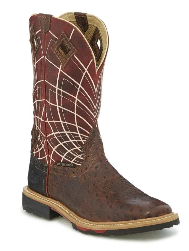Justin Mens Derrickman Ostrich Square Boot - Image 2
