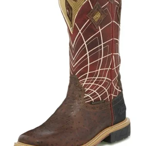 Justin Mens Derrickman Ostrich Square Boot