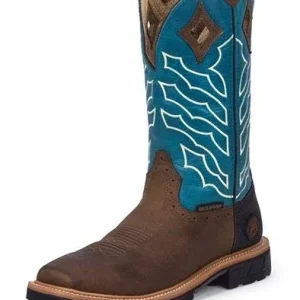 Justin Mens HyBred Steel Pull-On Work Boots