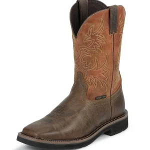 Justin Mens Stampede Comp Orange Work Boots