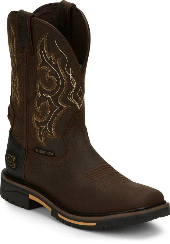 Justin Mens Stampede Joist WP Sq Toe Boots