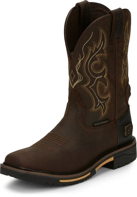 Justin Mens Stampede Joist WP Sq Toe Boots - Image 2