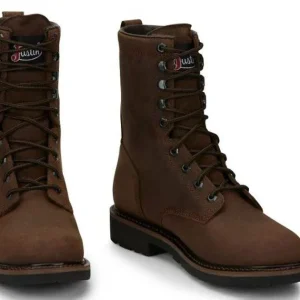 Justin Mens Worker II Wtrprf Tan Work Boots 8In