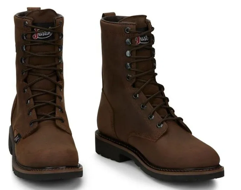 Justin Mens Worker II Wtrprf Tan Work Boots 8In - Image 2