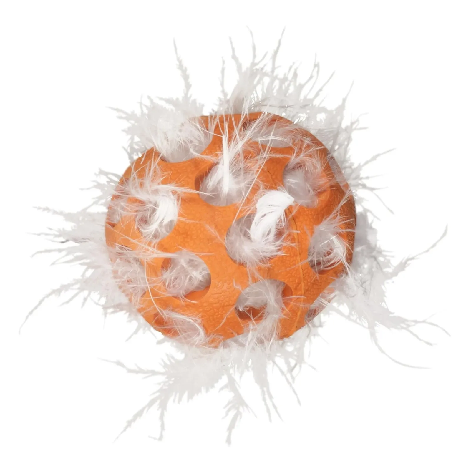 JW Pet Cataction Feather Ball Cat Toy Orange - Image 2