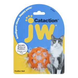 JW Pet Cataction Feather Ball Cat Toy Orange