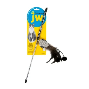 JW Pet Cataction Feather Ball Wand Cat Toy, Black, White