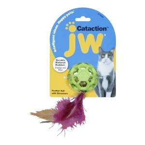JW Pet Cataction Feather Ball with Bell Cat Toy Green