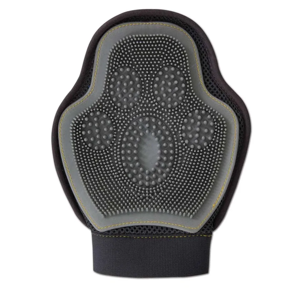 JW Pet GripSoft 3-in-1 Dog Grooming Glove Gray, Yellow