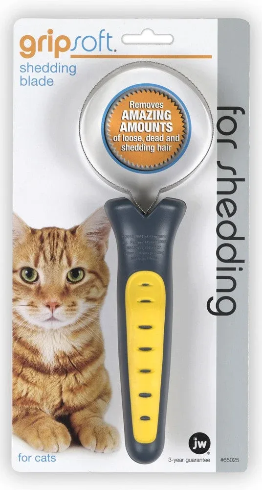 JW Pet GripSoft Cat Shedding Blade Gray, Yellow