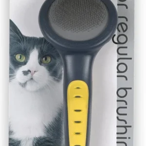 JW Pet GripSoft Cat Slicker Brush Gray/Yellow Small