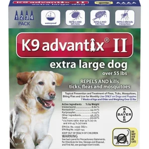 K9 Advantix Ii Dog Extra Large 55+lb Blue 4 Pack