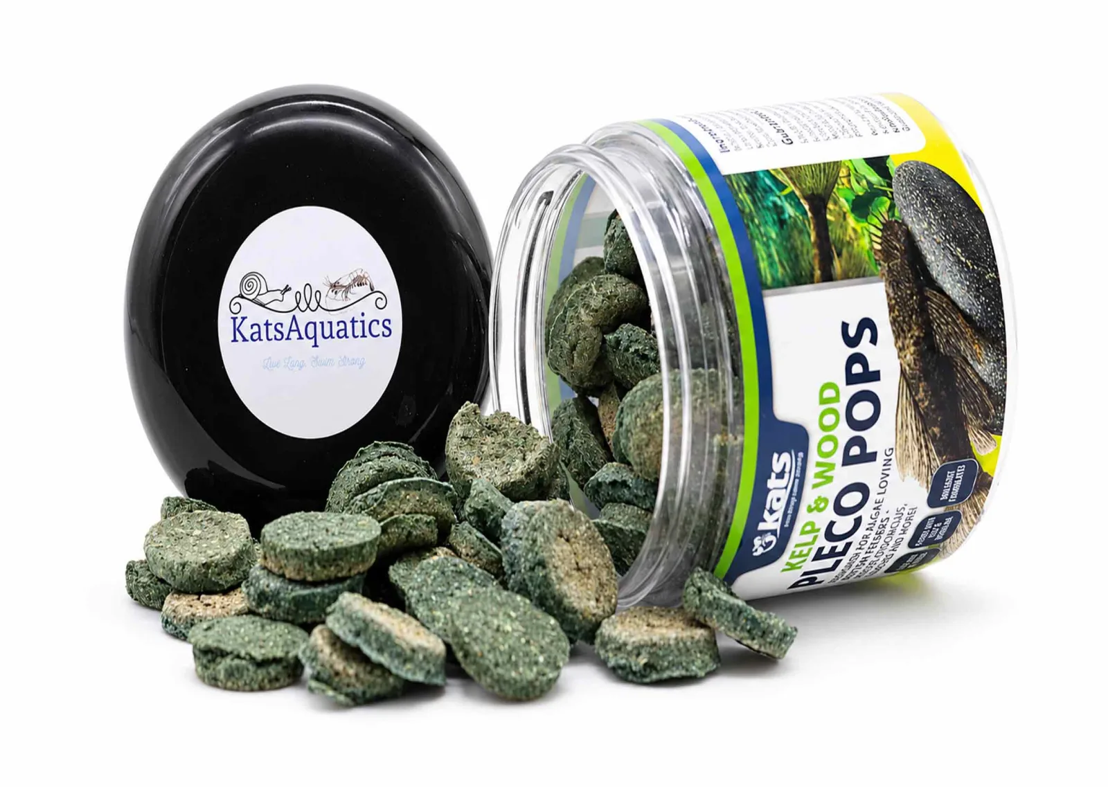 Kats Aquatics Kelp & Wood Pleco Pops – Sinking Wafers for Grazing Fish (3.5 oz)