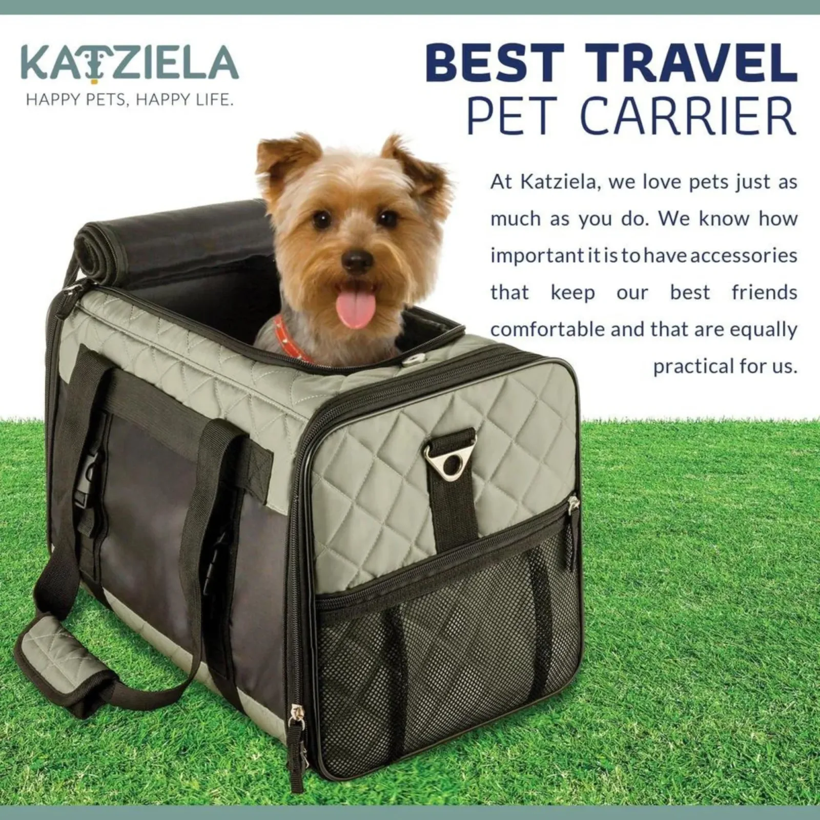 Katziela Quilted Companion Carrier Gray Large - Image 2