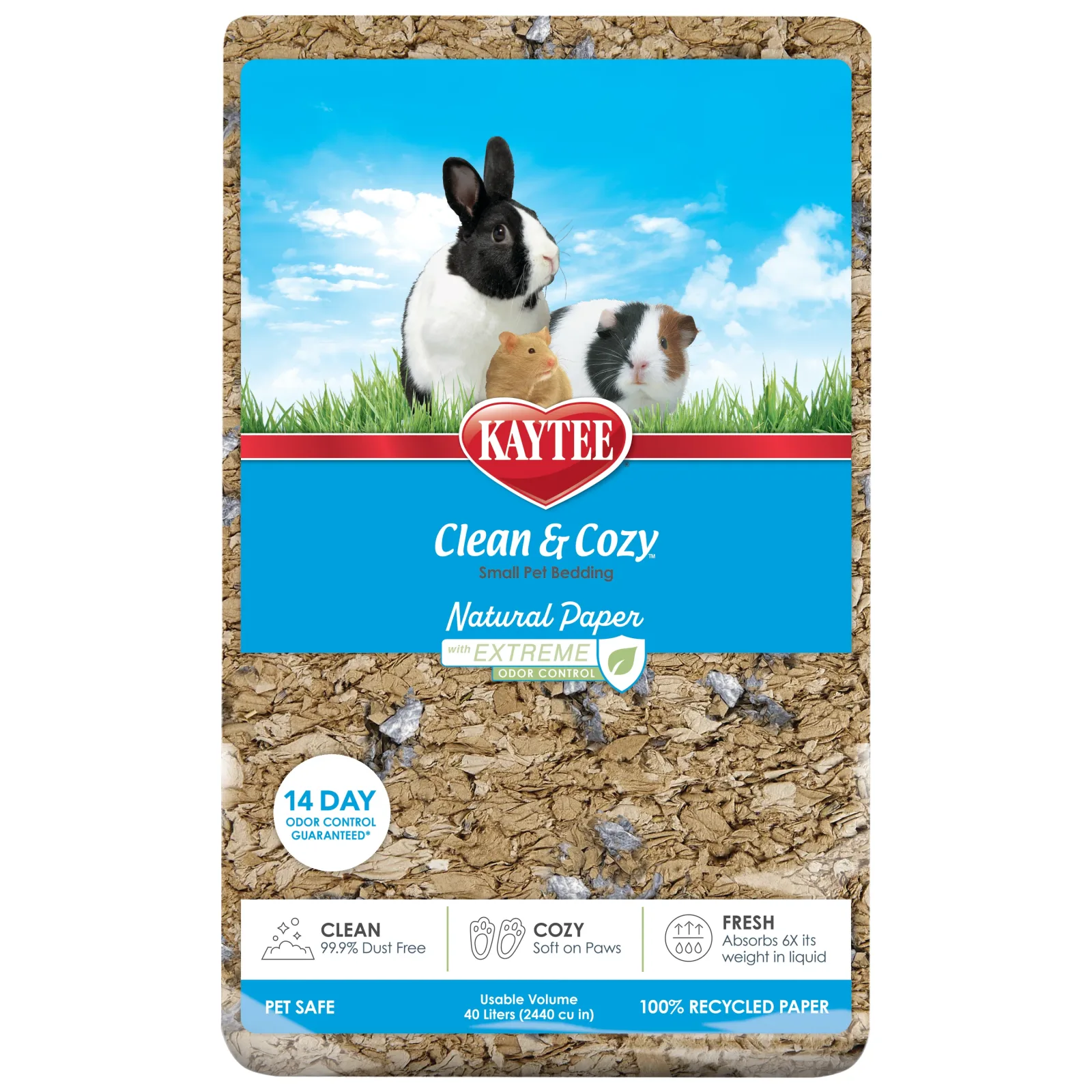 Kaytee Clean & Cozy Natural Paper with Extreme Odor Control Bedding 40 l