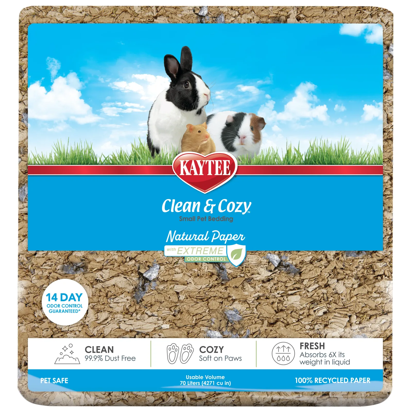 Kaytee Clean & Cozy Natural Paper with Extreme Odor Control Bedding 70 l