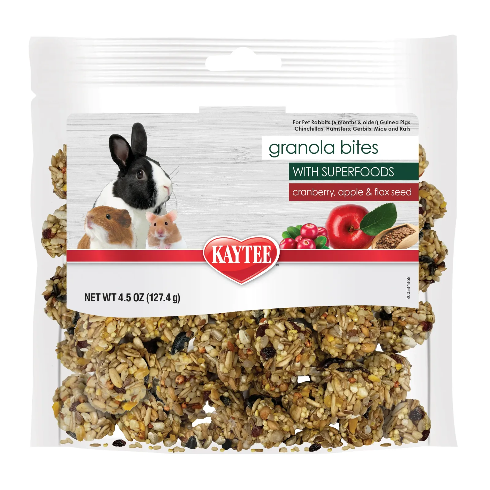Kaytee Granola Bites with Superfoods Cranberry, Apple and Flax 4.5 oz