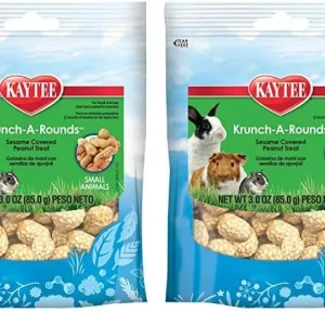 Kaytee Krunch-A-Rounds Sesame Covered Peanut Treat for Pet Rabbits, Guinea Pigs, Chinchillas, Hamsters, Gerbils, Mice and Rats, 3 oz (Pack of 2)