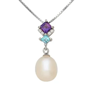 Kelly Herd Amethyst/Blue Topaz Pearl Pendant