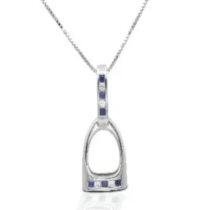 Kelly Herd Blue and Clear English Stirrup Necklace
