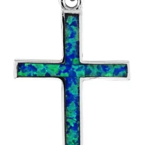 Kelly Herd Blue Opal Cross Pendant