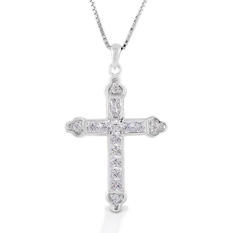 Kelly Herd Channel Set Cross Necklace