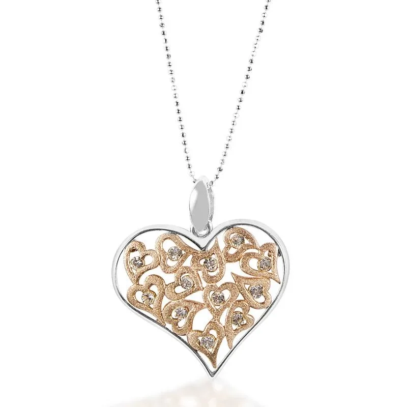 Kelly Herd Clear/Rose Gold Multi Heart Pendant