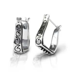 Kelly Herd Engraved Stirrup Earring - Sterling Sil