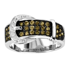 Kelly Herd Ladies Chocolate CZ Buckle Ring