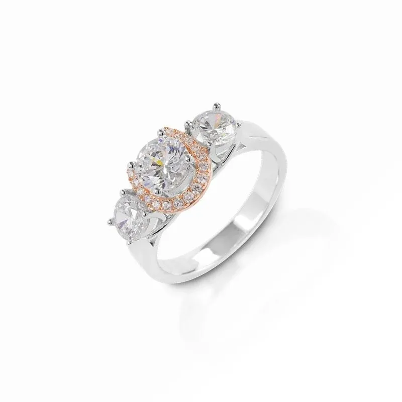 Kelly Herd Large Three Stone Rose Horseshoe Ring
