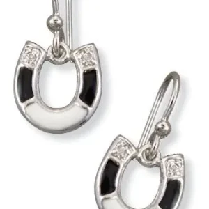 Kelly Herd Onyx Silver Single Horseshoe Earrings
