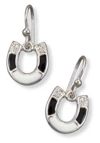 Kelly Herd Onyx Silver Single Horseshoe Earrings
