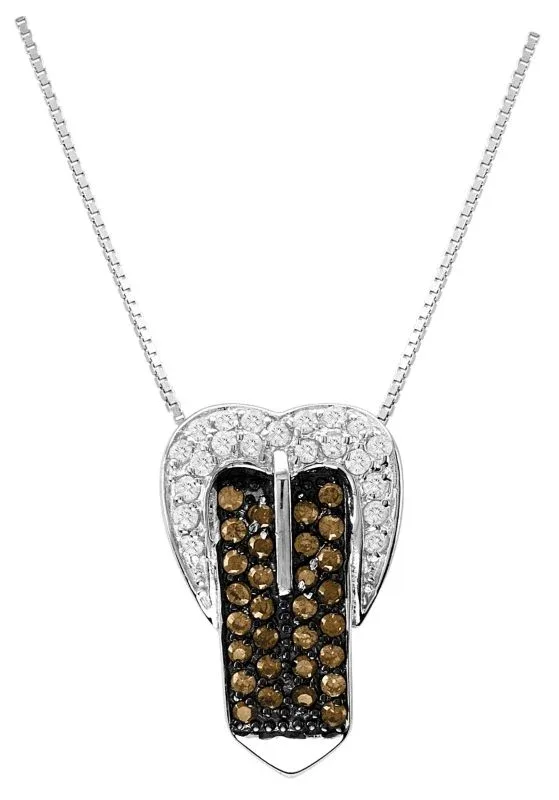 Kelly Herd Pave Buckle Necklace Chocolate