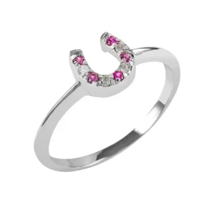 Kelly Herd Red and Clear Horseshoe Ring