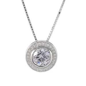 Kelly Herd Round Bezel Set Pave Necklace