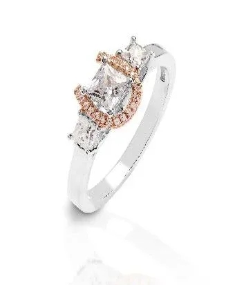 Kelly Herd Small Princess Rose Gold 3 Stone Ring